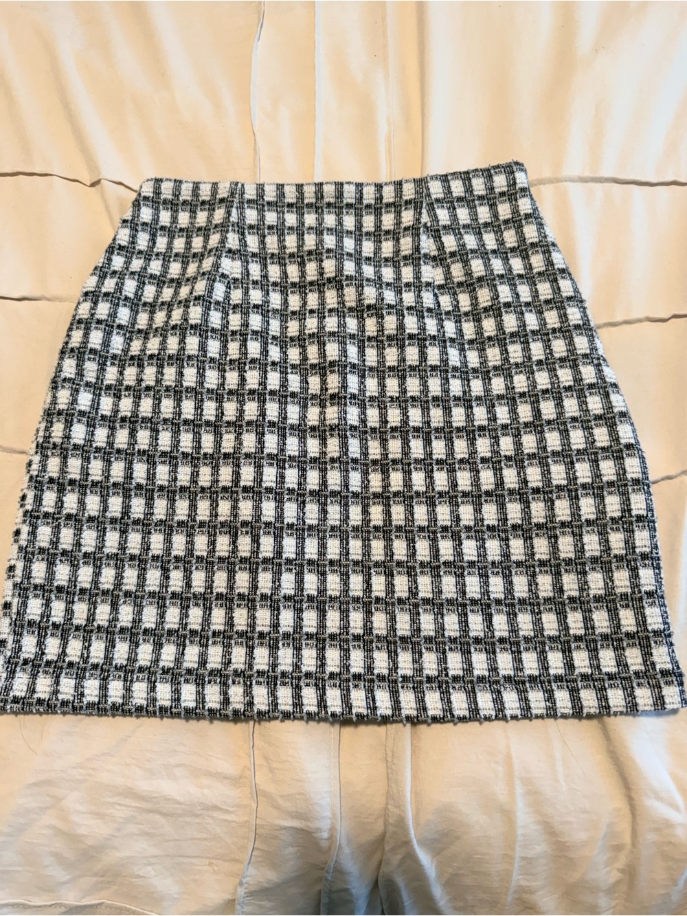 Divided Black & White Grid Tweed Mini Skirt